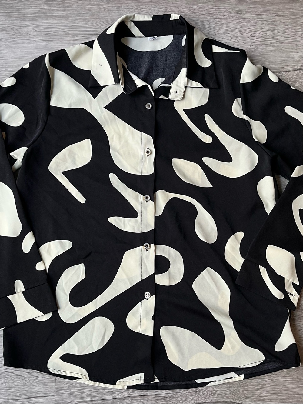 Black & White Abstract Button-Up Shirt